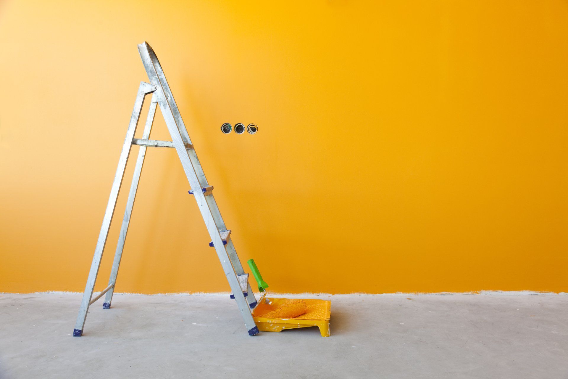 orange-painted interior of an office building in Plantation FL